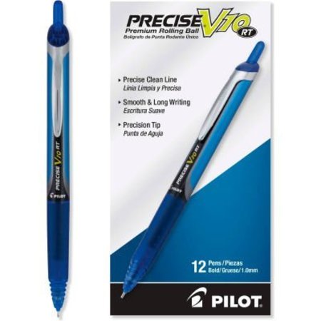 PILOT Pilot Precise V10RT Retractable Roller Ball Pen, Bold 1 mm, Blue Ink/Barrel, Dozen 13453